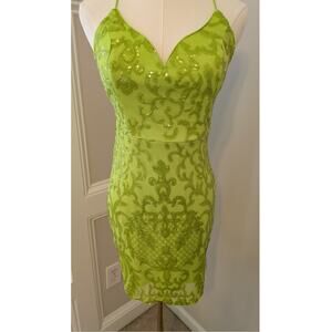 Lulus Limitless Glamour Sequin Mini Dress in Lime Green